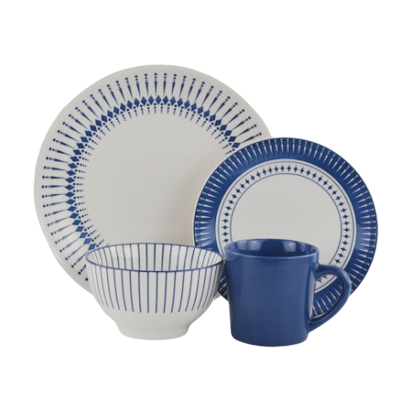 Bulk Order OEM bonna dinnerware bonne vaisselle Basics Melamine Dinnerware Set – Service for 4, blue Stoneware