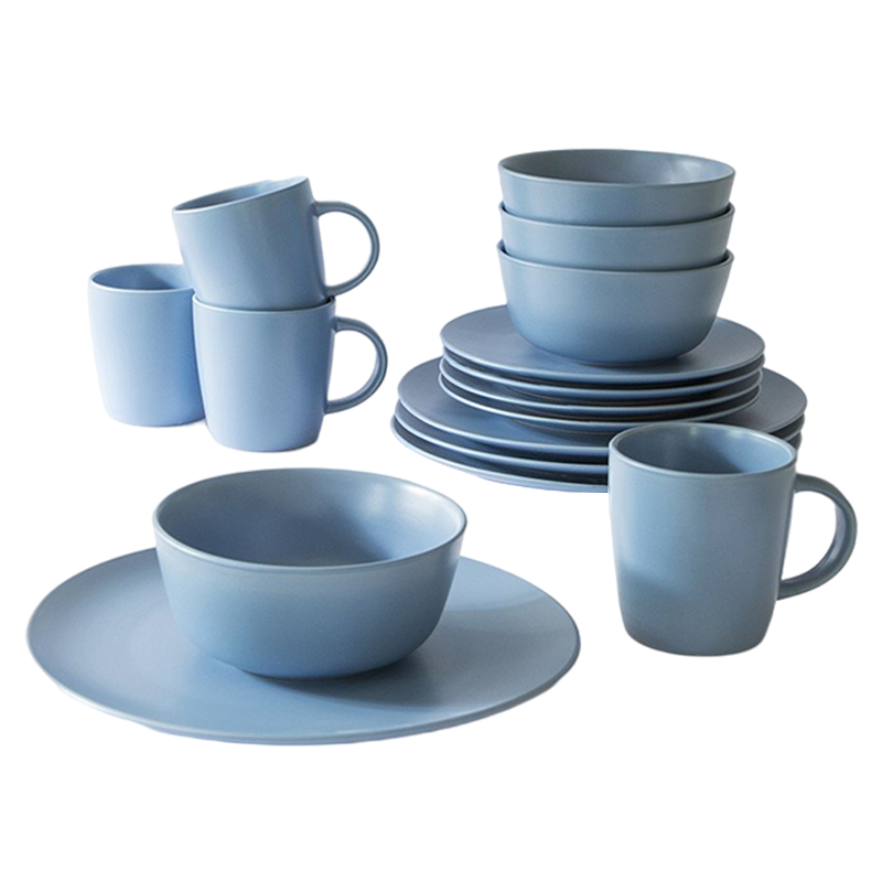 16 Piece Coupe Stoneware Dinner Set in Steel Blue