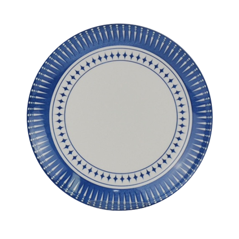 Basics Melamine Dinnerware Set - Service for 4, White Stoneware Swirl