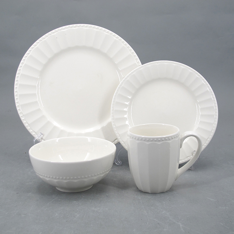 New Bone China White 16-Piece Dinnerware Set-French
