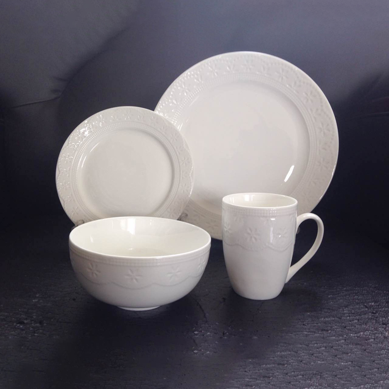 New Bone China White 16-Piece Dinnerware Set