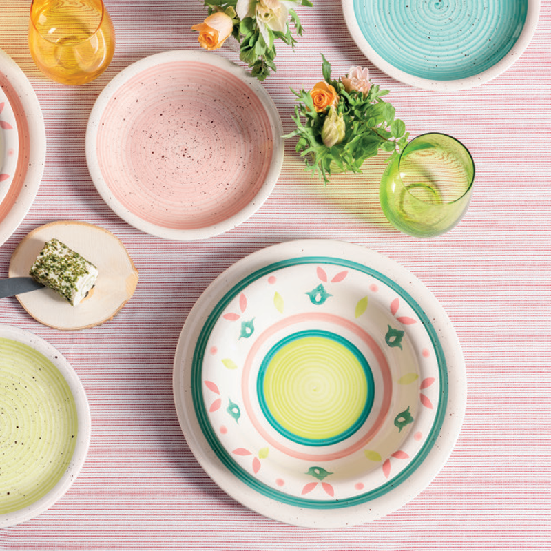 Custom logo dinnerware manufacturers fabricants de vaisselle sparkle stoneware pink plate