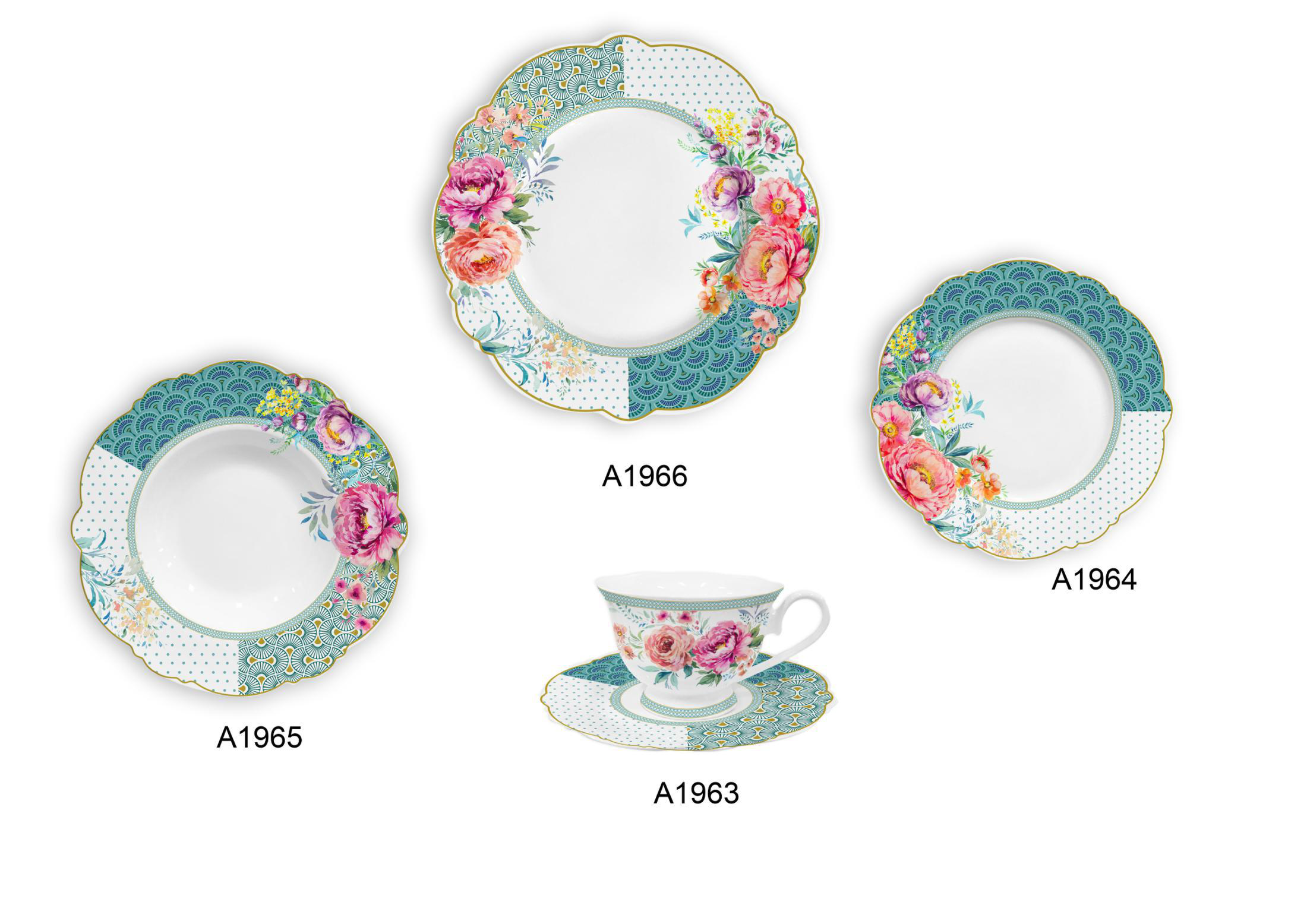Ceramic Multicolor Fine Porcelain Kitchen Spanish Floral Design New Bone China-2