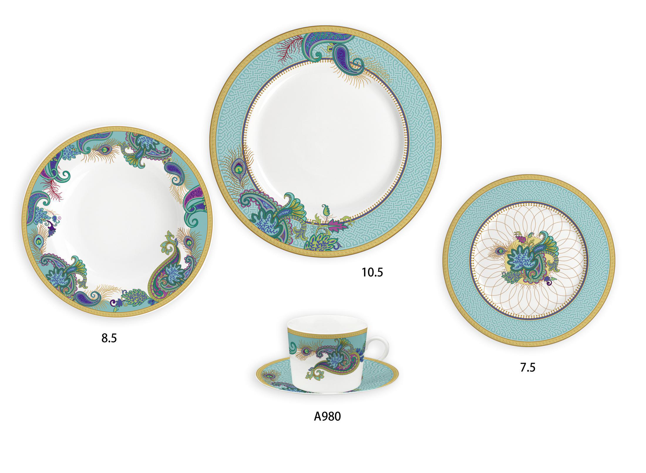 Ceramic Multicolor Fine Porcelain Kitchen Spanish Floral Design New Bone China-3