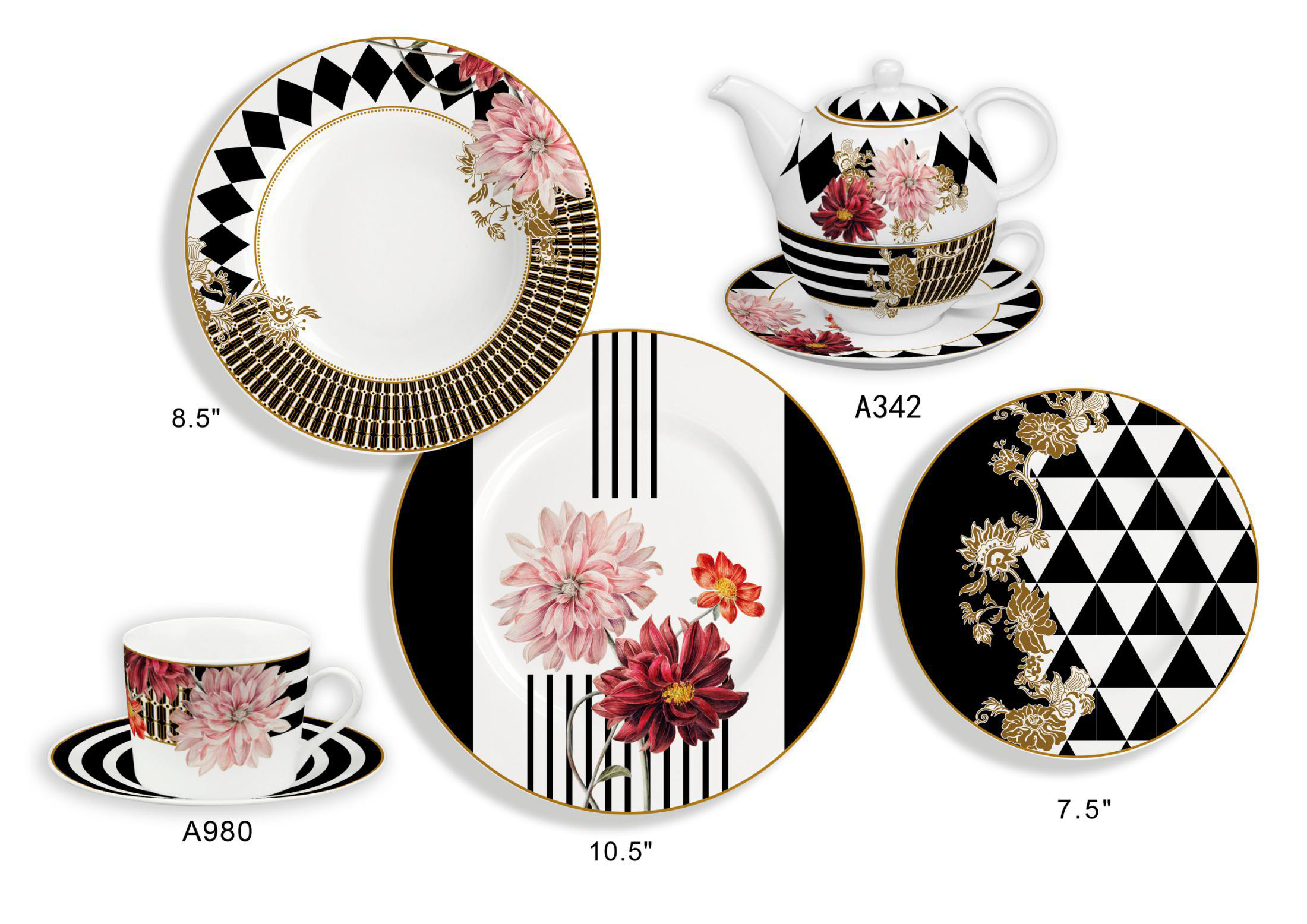 Ceramic Multicolor Fine Porcelain Kitchen Spanish Floral Design New Bone China-4