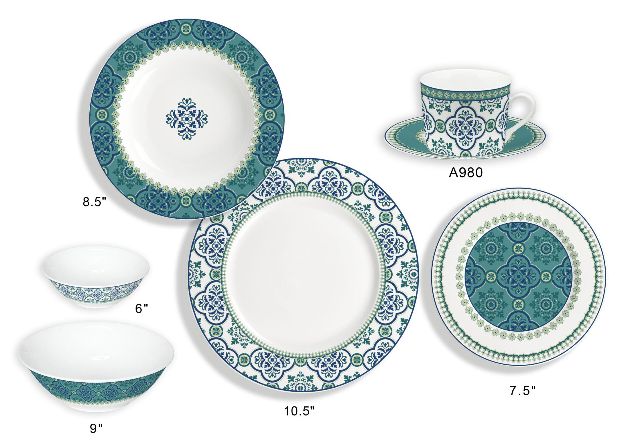 Ceramic Multicolor Fine Porcelain Kitchen Spanish Floral Design New Bone China-8