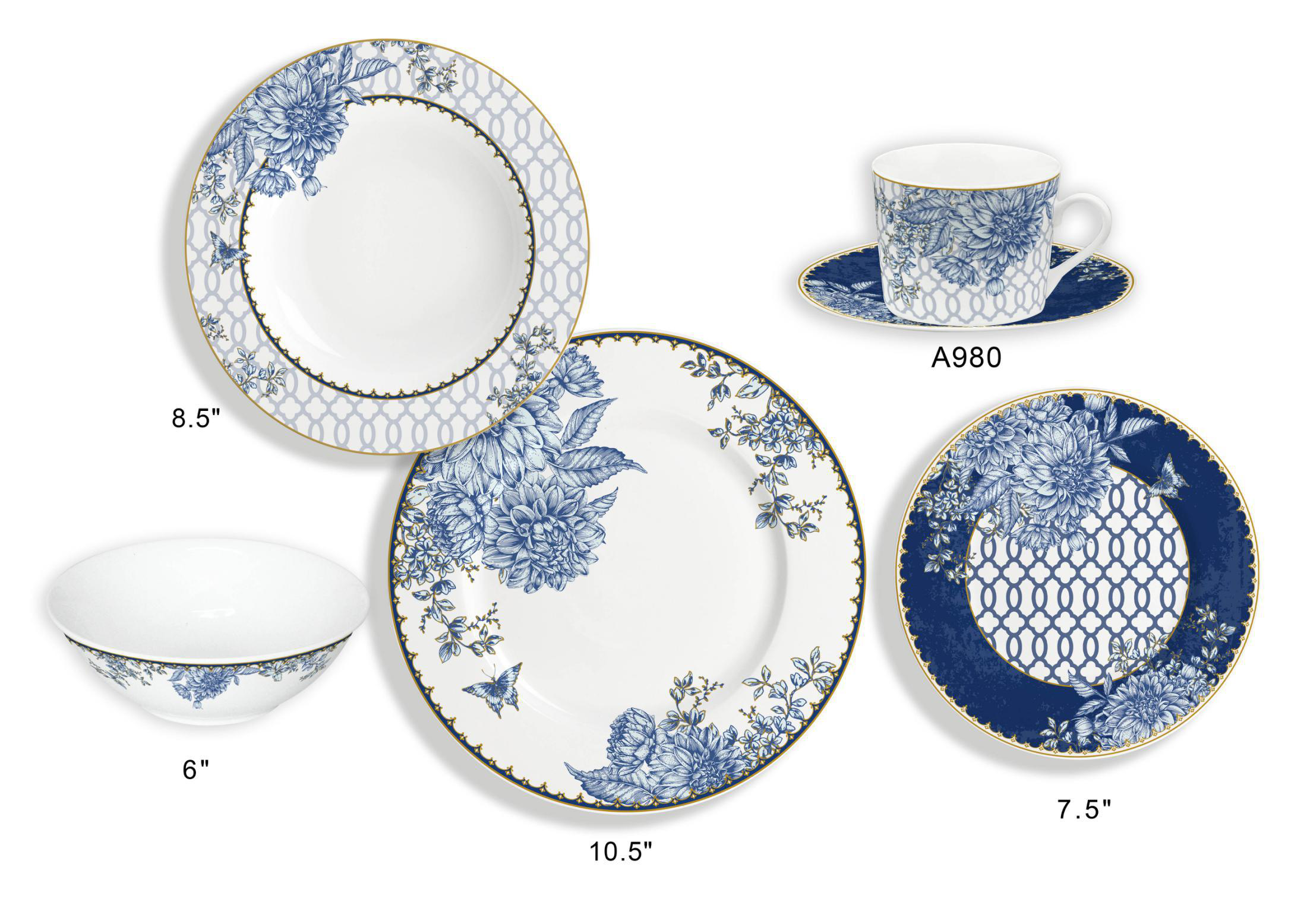 Ceramic Multicolor Fine Porcelain Kitchen Spanish Floral Design New Bone China-9
