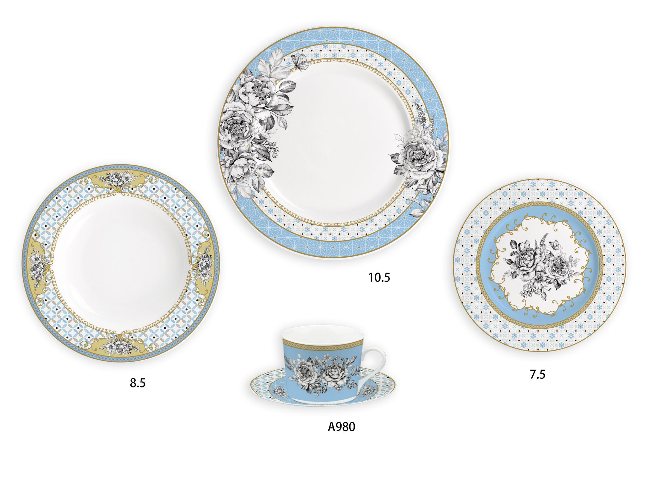 Ceramic Multicolor Fine Porcelain Kitchen Spanish Floral Design New Bone China-11