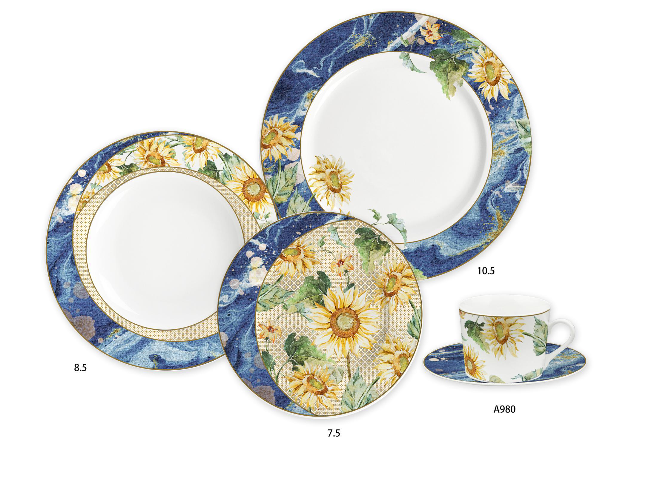 Ceramic Multicolor Fine Porcelain Kitchen Spanish Floral Design New Bone China