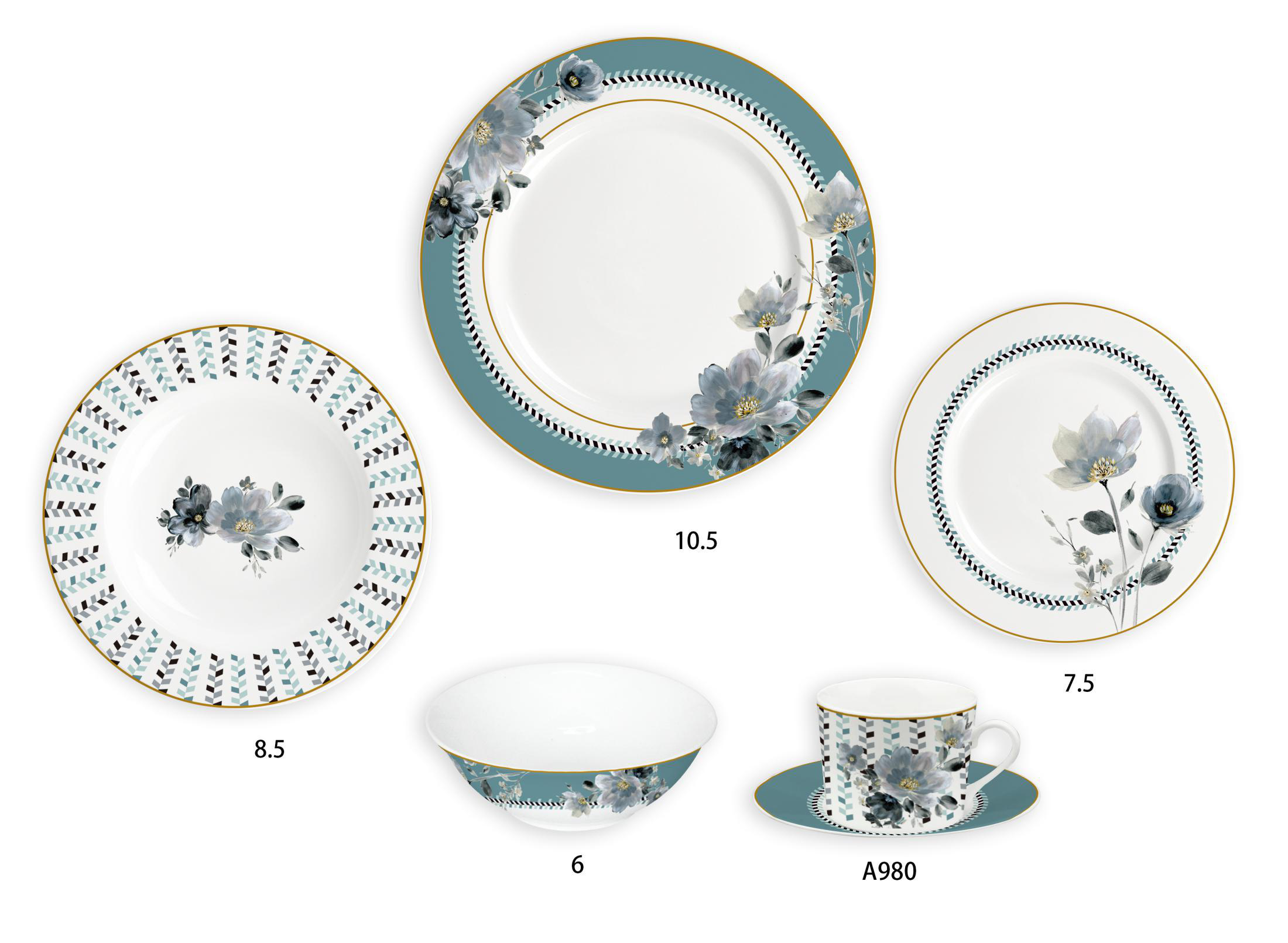 Ceramic Multicolor Fine Porcelain Kitchen Spanish Floral Design New Bone China-15