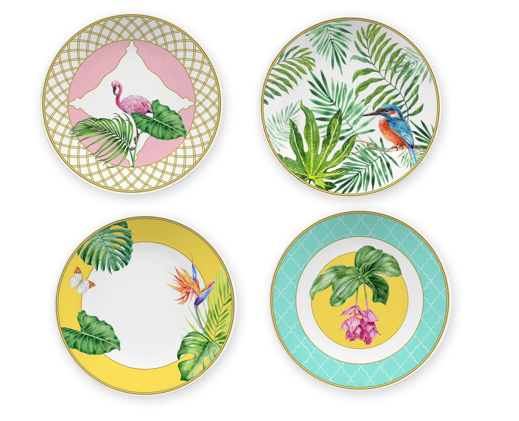 Ceramic Multicolor Fine Porcelain Kitchen Spanish Floral Design New Bone China-33