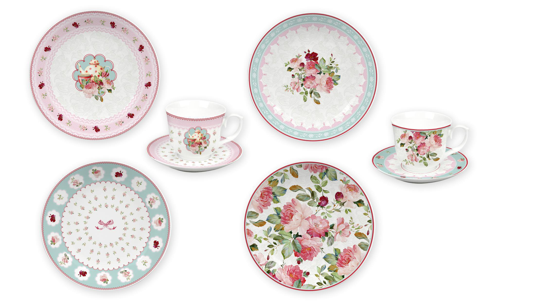 Ceramic Multicolor Fine Porcelain Kitchen Spanish Floral Design New Bone China-35