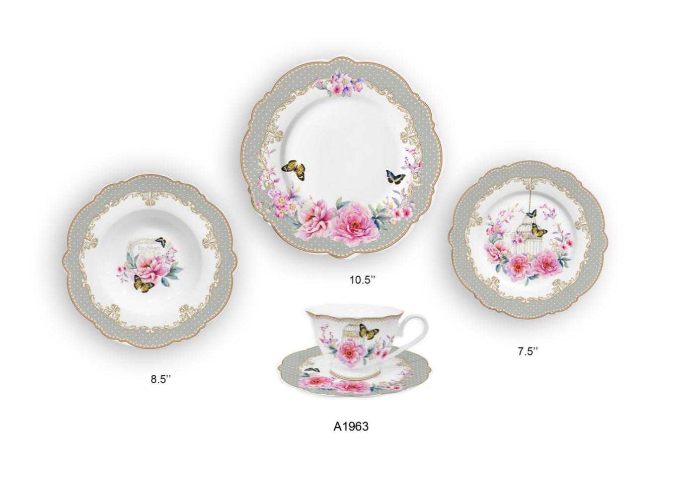 Ceramic Multicolor Fine Porcelain Kitchen Spanish Floral Design New Bone China
