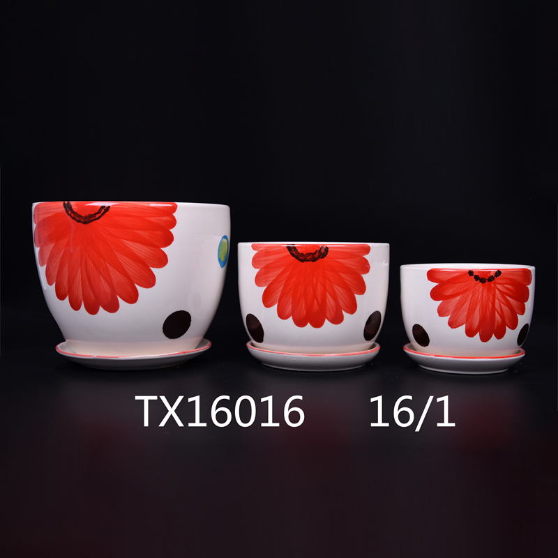 Ceramic Stoneware Flower Pot with Sauce-18