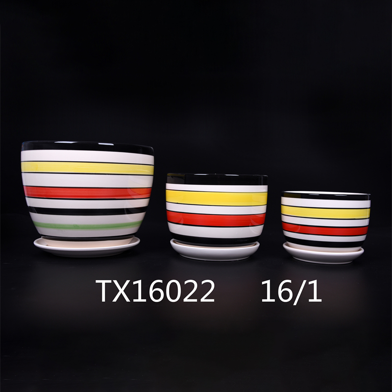 Ceramic Stoneware Flower Pot with Sauce-17