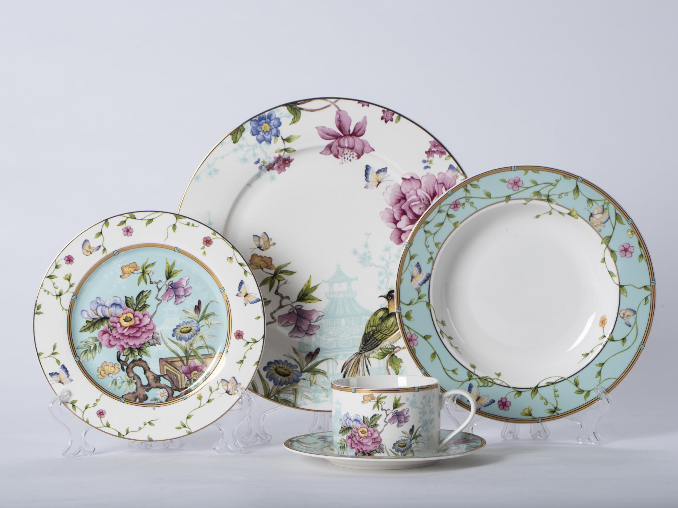 Ceramic Multicolor Fine Porcelain Kitchen Spanish Floral Design New Bone China-53