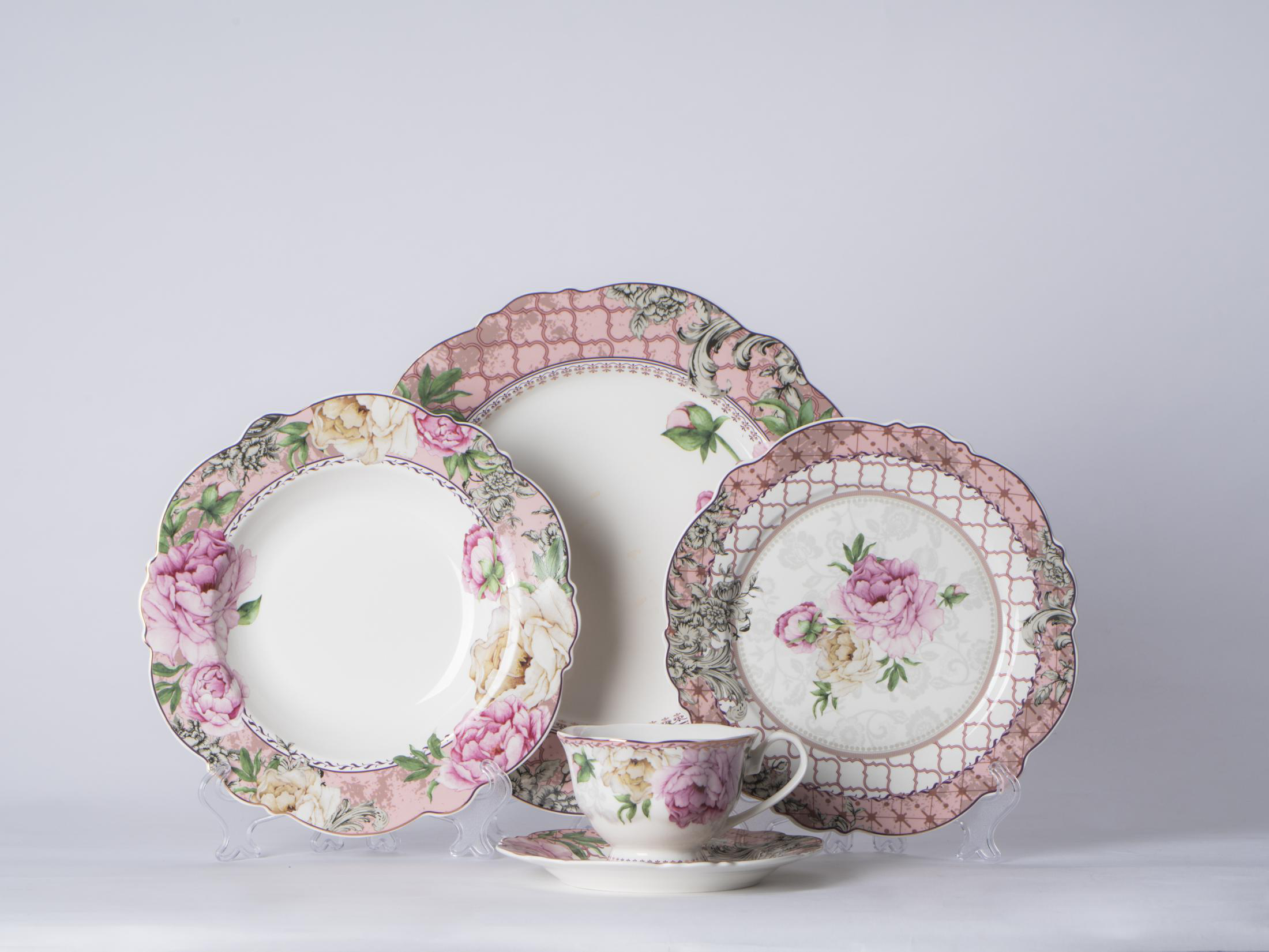 Ceramic Multicolor Fine Porcelain Kitchen Spanish Floral Design New Bone China-50