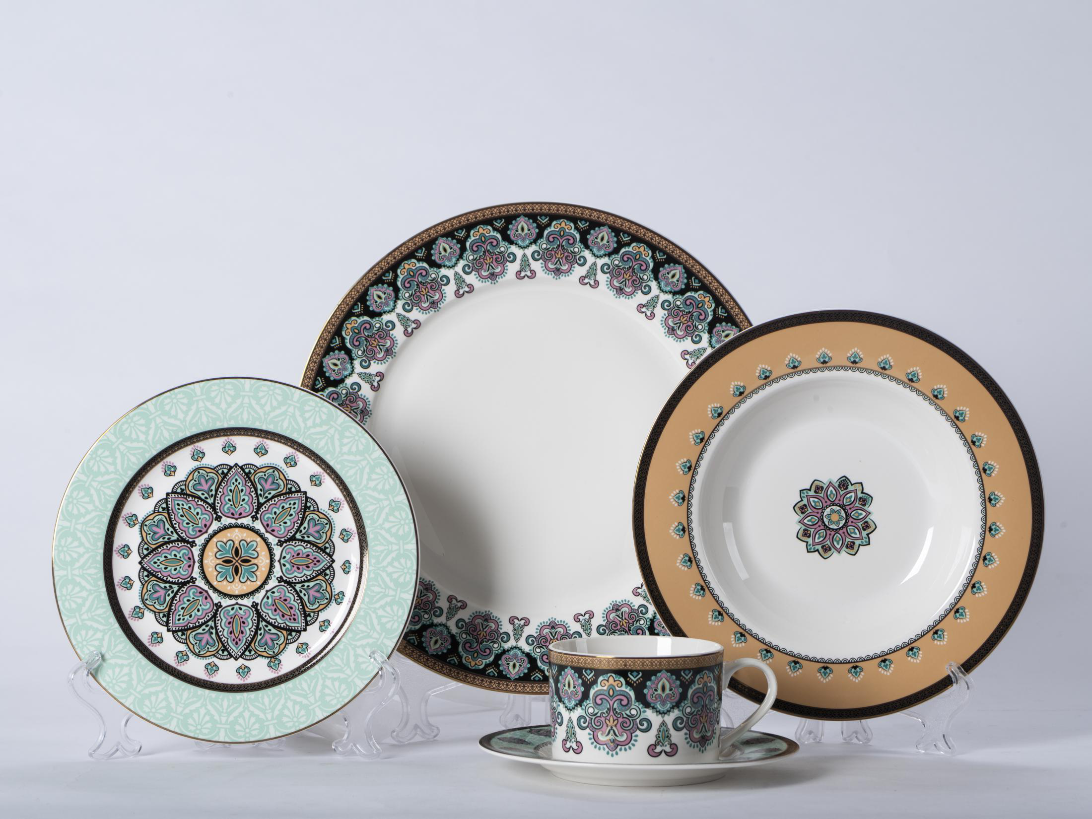 Ceramic Multicolor Fine Porcelain Kitchen Spanish Floral Design New Bone China-49