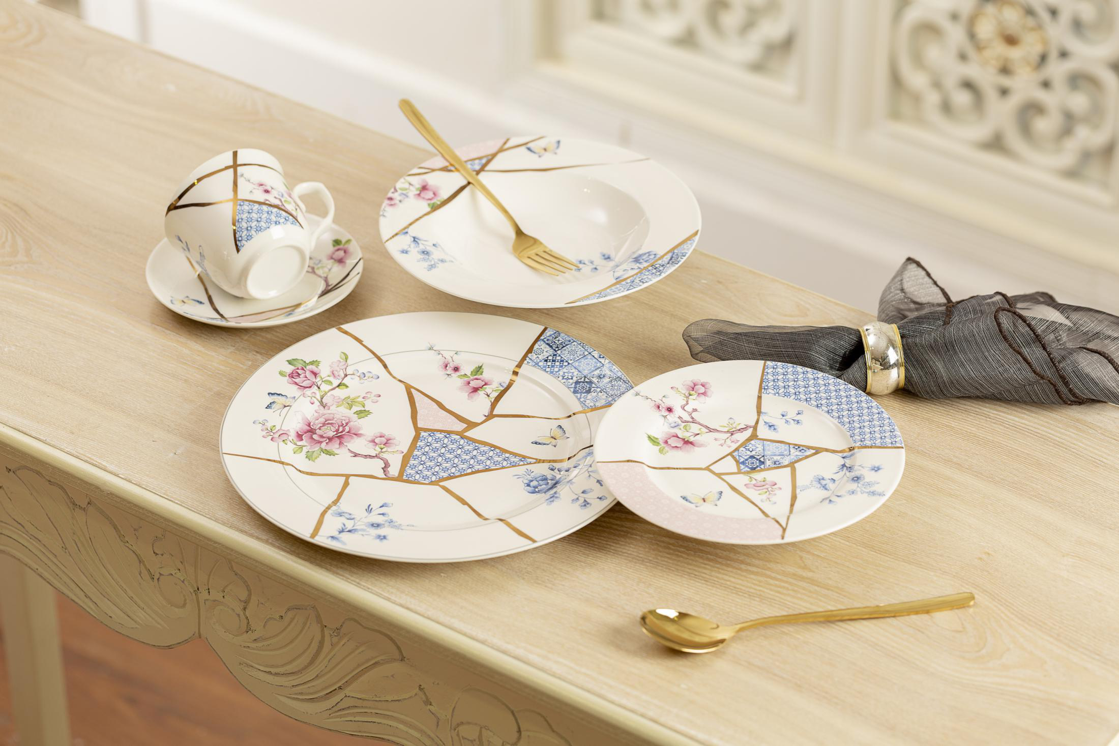 Ceramic Multicolor Fine Porcelain Kitchen Spanish Floral Design New Bone China-41