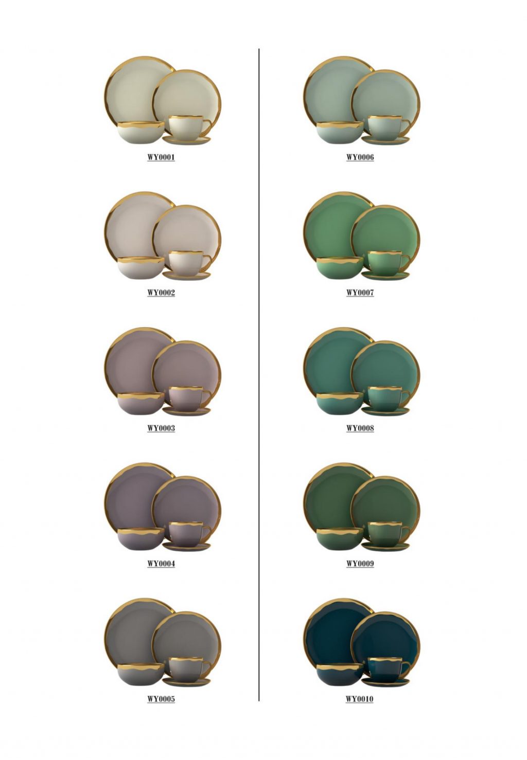 different color french stoneware dinnerware