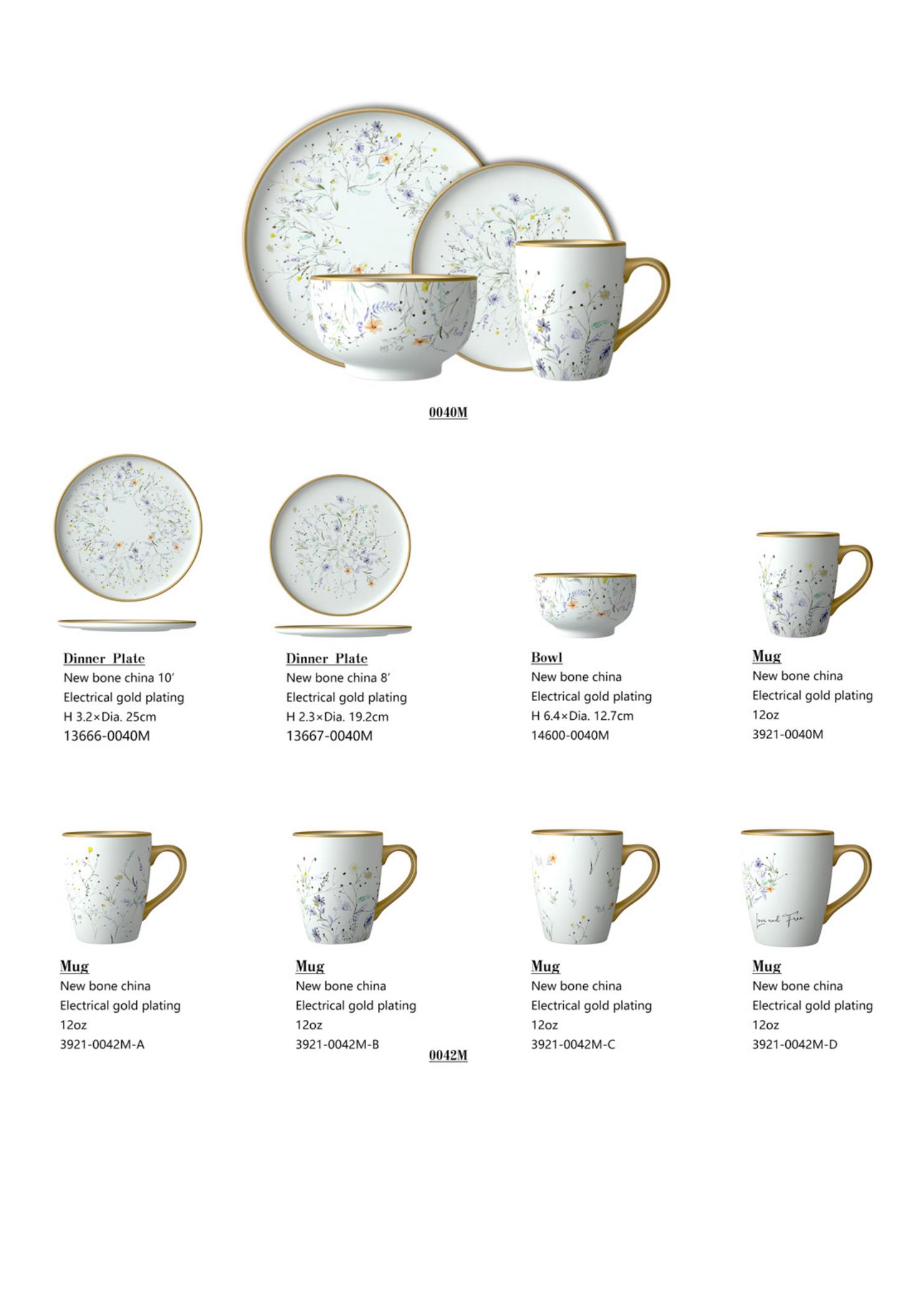 16-Piece mikasa Dinnerware set flower table rimmed gold tableware